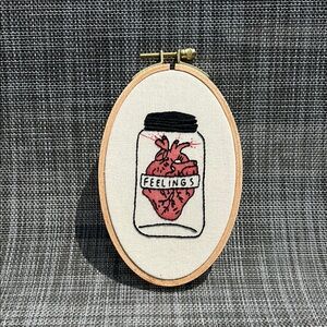 Embroidered Heart in Jar Wall Art